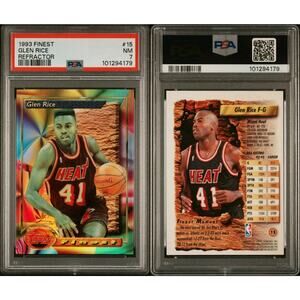 1993-94 Topps Finest Glen Rice Refractor #15 PSA 7 NM MIAMI Heat BASKETBALL CARD
